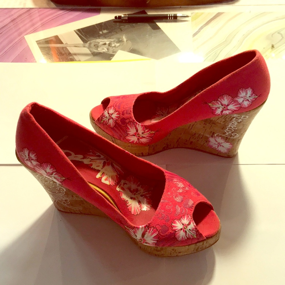 Ed Hardy Platform Peep-toe Shoes